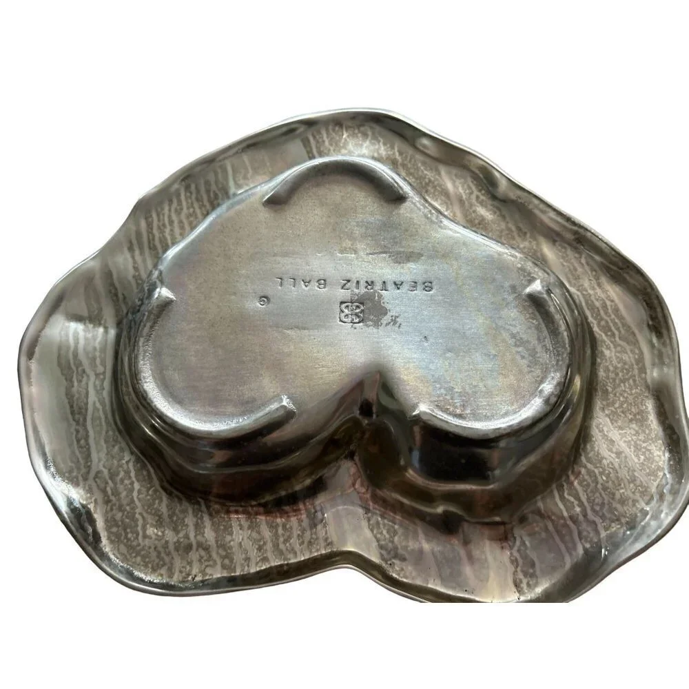 BEATRIZ BALL Hart Shaped Ball Silver Tone Dish 10